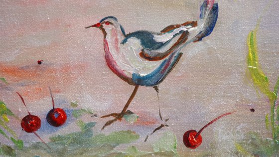 Bluebird with Cherries