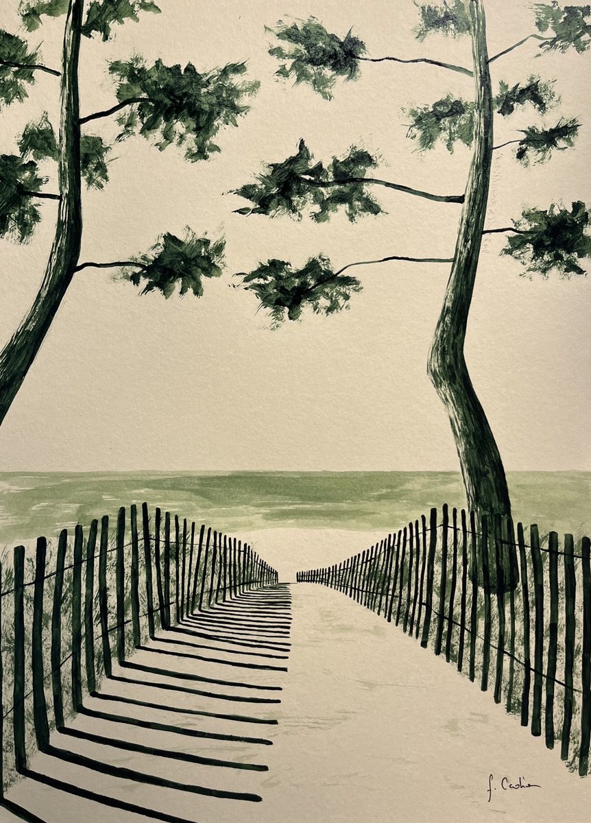 Landscape Painting By Cadiou Frederic, 13 X 17, Sainte-Marine, Original Artwork