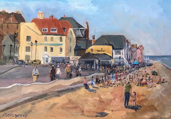 The Royal Hotel, Deal seafront. An original oil painting