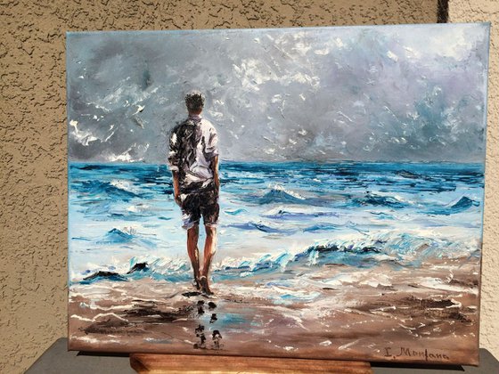 Silence before the storm. Palette knife texture. Gift idea