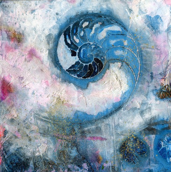 Nature's Tranquility 9 - Abstract Nautilus Shell Painting