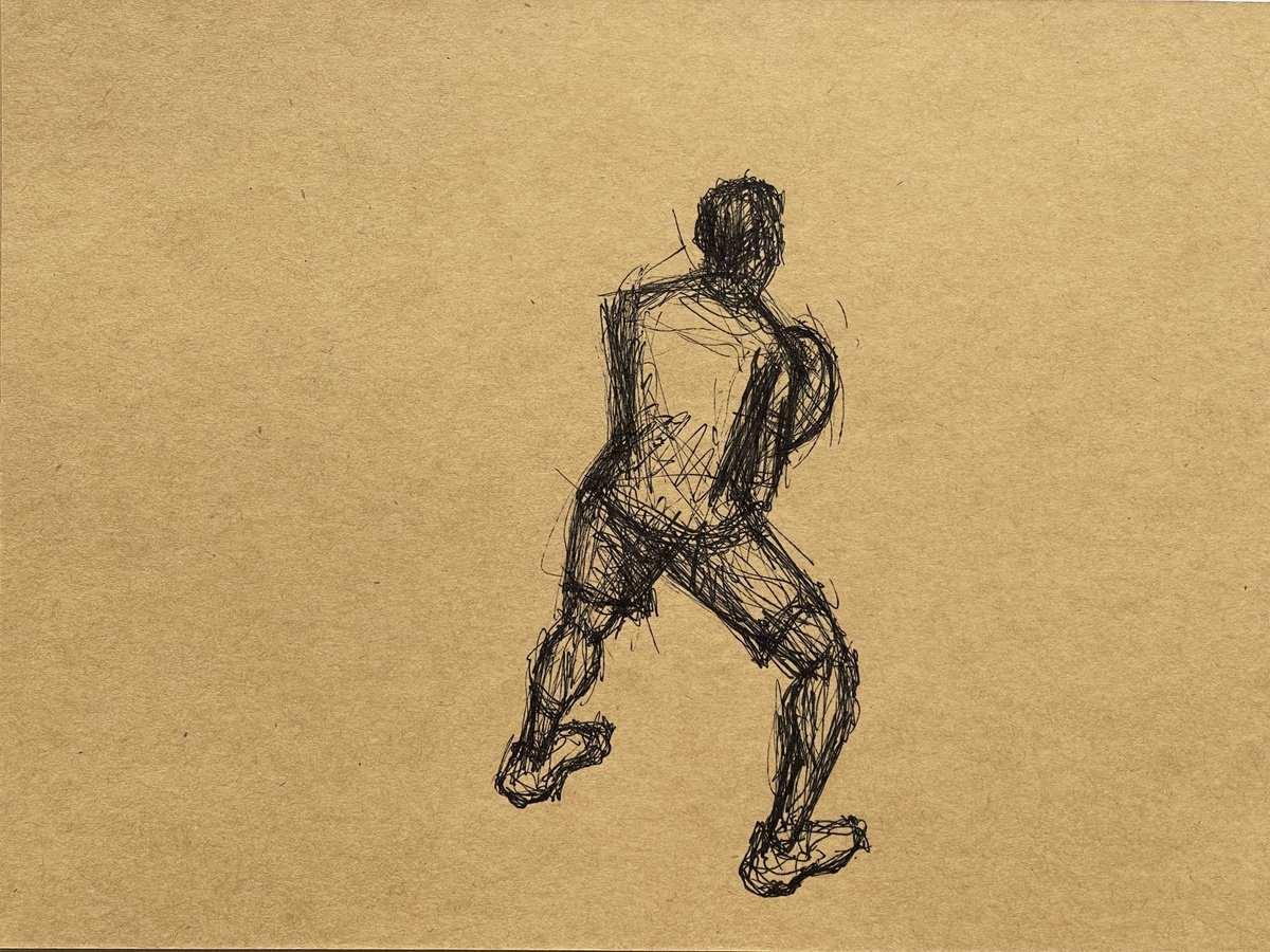 Expressive Portrait Ink Drawing By David Lloyd, 8 X 6, Returning, Original Artwork