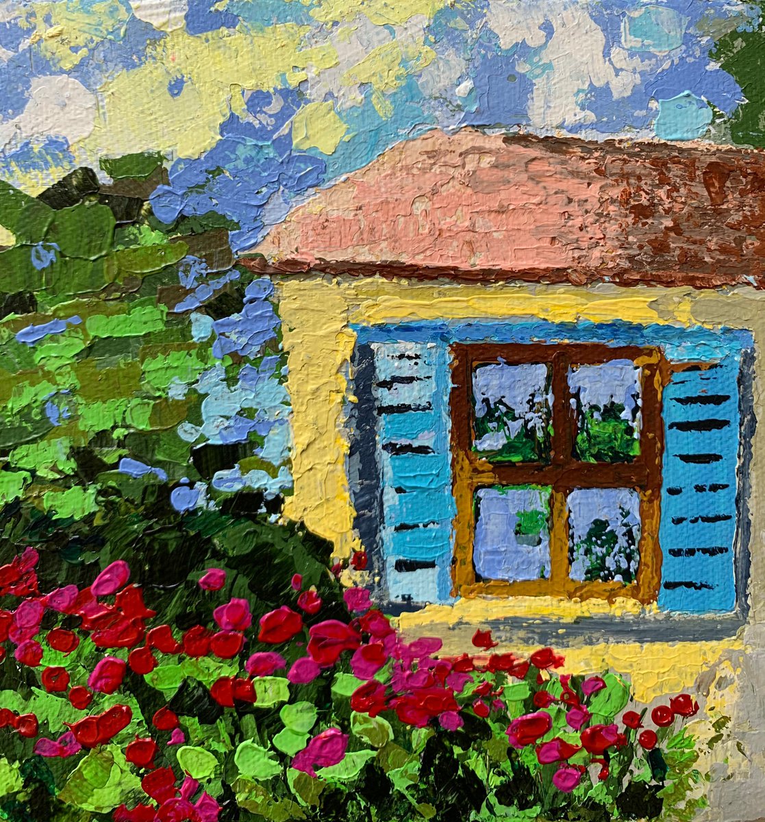 View from the window ! Miniature Painting!! Ready to hang by Amita Dand