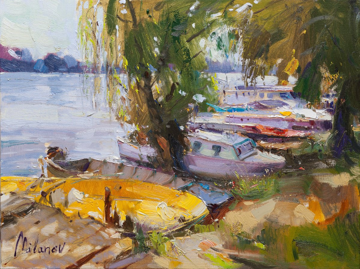 Impressionistic Landscape Oil Painting By Stojan Milanov, 24 X 18", 