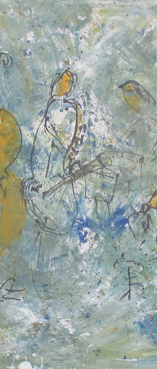 Jazzband Musicszene xl oilpainting 35,4 x 35,4 inch by Sonja Zeltner-Müller