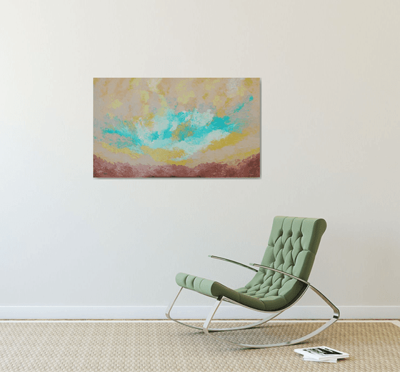 Fulfillment -  between earth and sky; large, colorful abstract; earth colors; home, office decor; gift idea