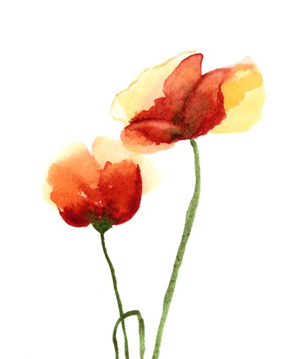 Set of 3 Poppies Original Paintings