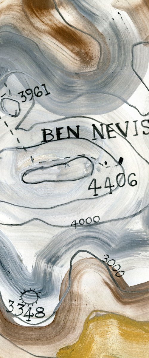 Map Painting, Ben Nevis Summit, Scotland by Elizabeth Anne Fox
