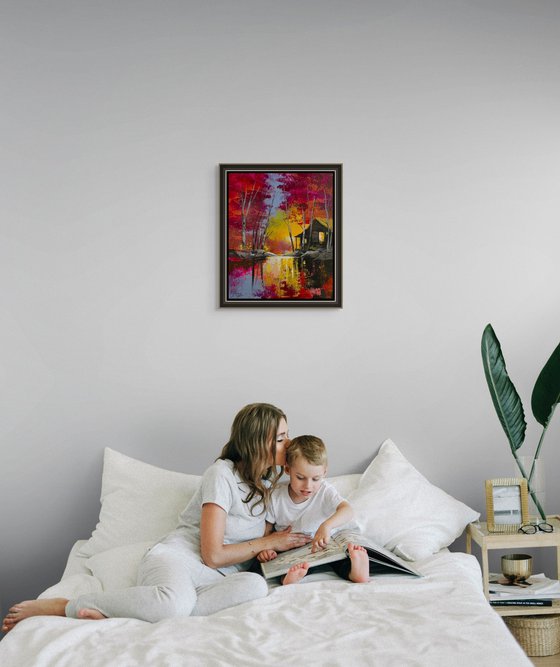 House at Burning Sunset