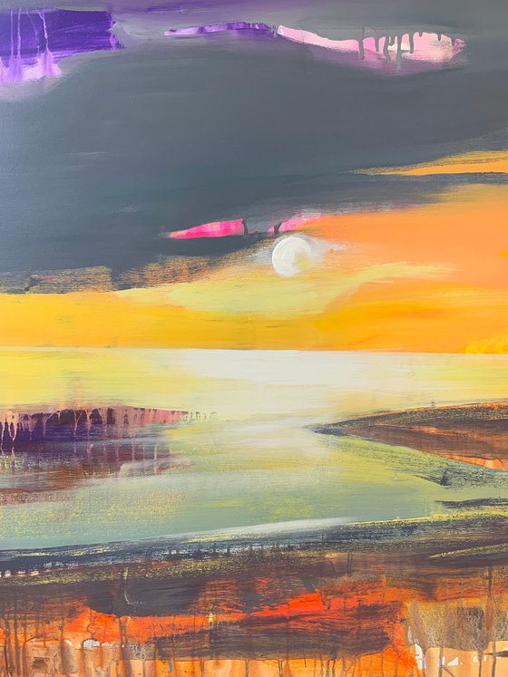 XL Big seascape - "Bright sky" - Expressionism - Minimalism - Sea - Ocean - Sunset