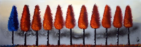 Colorful Autumn  acrylic abstract painting nature painting framed canvas wall art