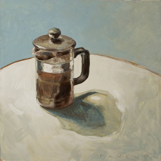 modern still life of a piston coffee maker /  french press