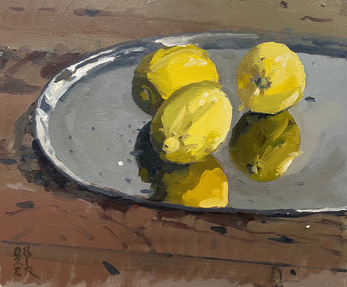 Lemons and Silver Tray Study by Elliot Roworth
