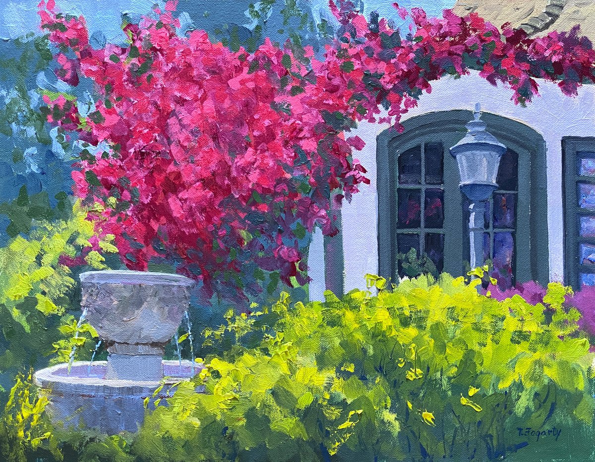 Bougainvillea In Carmel Courtyard By Tatyana Fogarty, 14 X 11, Artwork For Sale On Artfinder