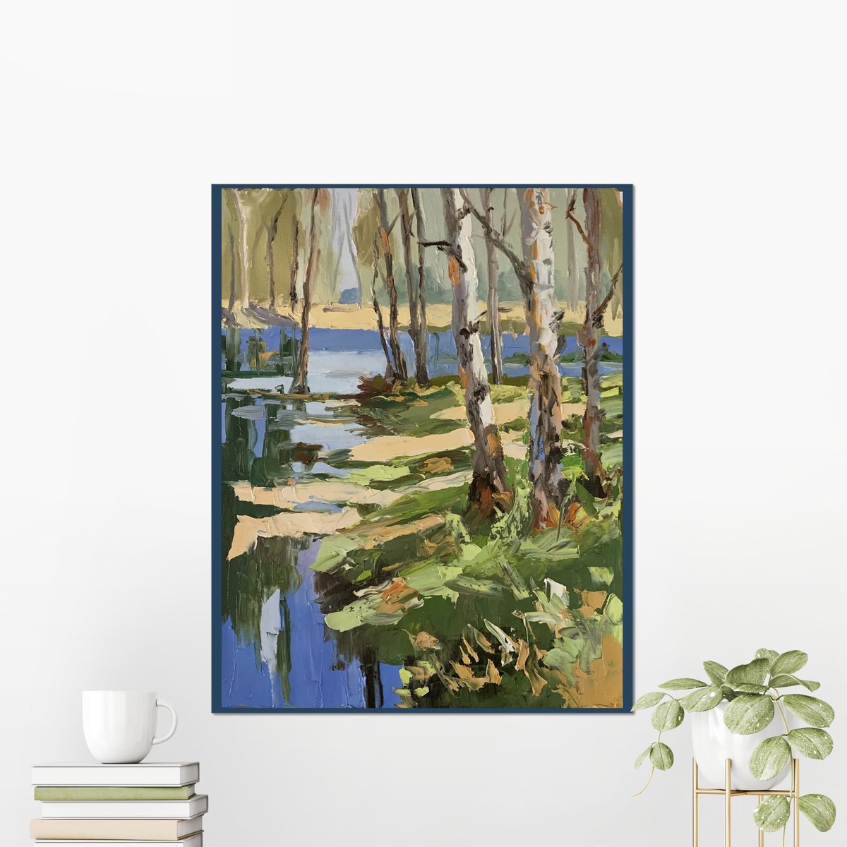 Birch Forest By The River. By Vita Schagen, 16 X 20, Artwork For Sale On Artfinder