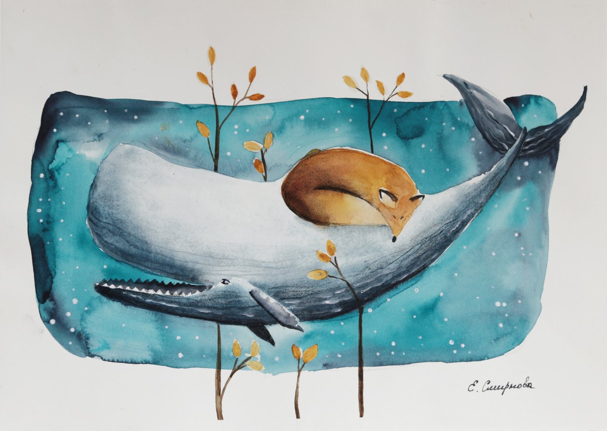 Sleeping Fox & Whale by Evgenia Smirnova