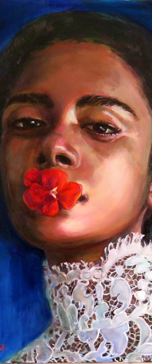 A Red Flower, Contemporary Art by QI Debrah