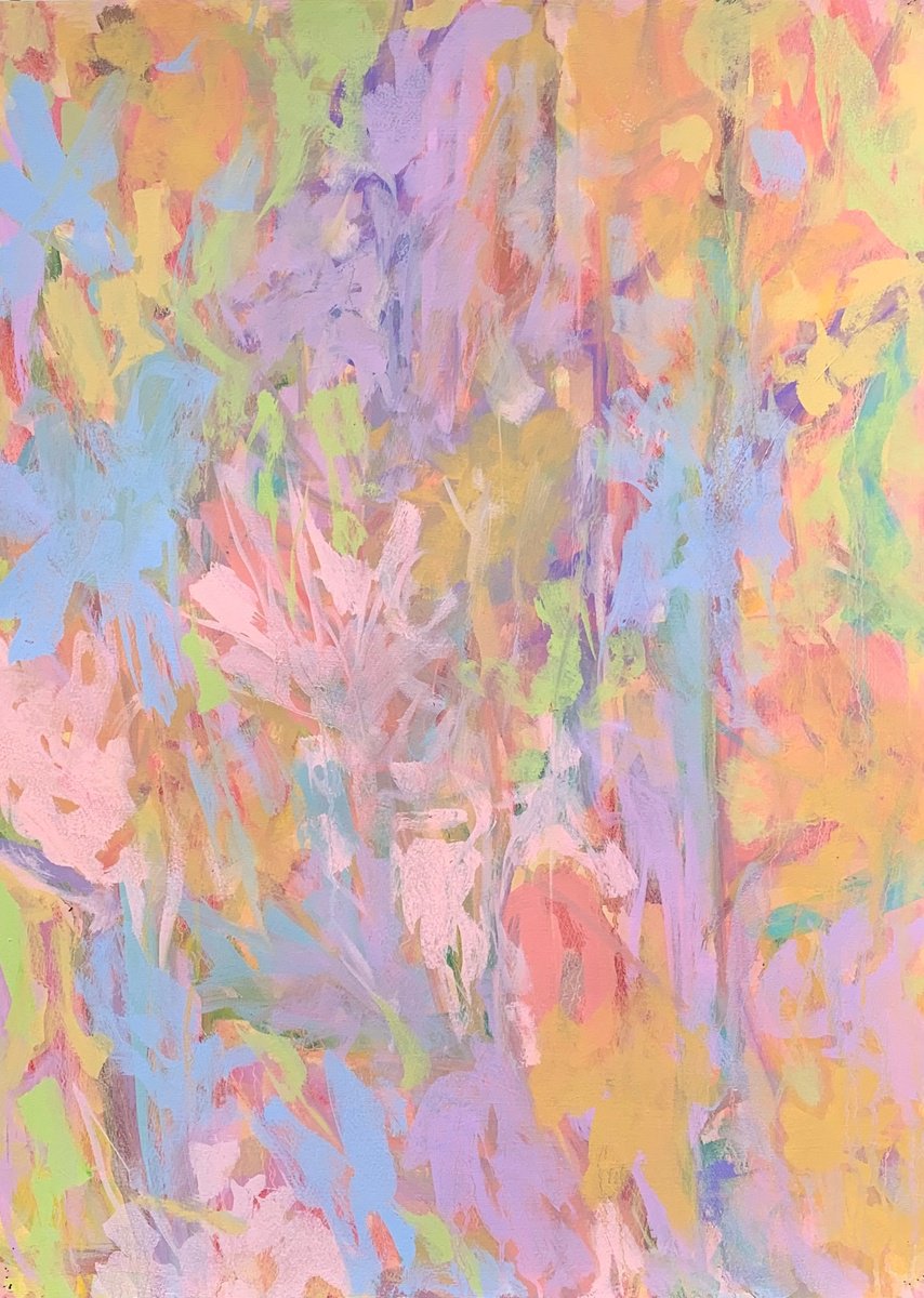 Organic Botanical Oil Painting By Kathleen Mullaniff, 21 X 30", 