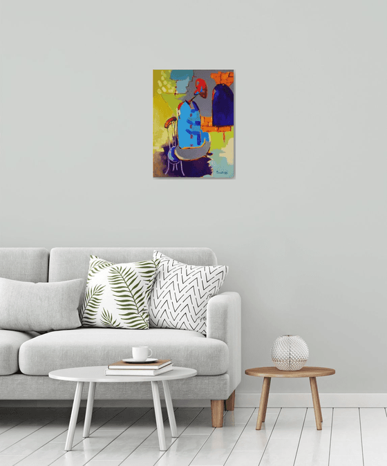 Abstract - Alone(60x45cm, oil painting, ready to hang)