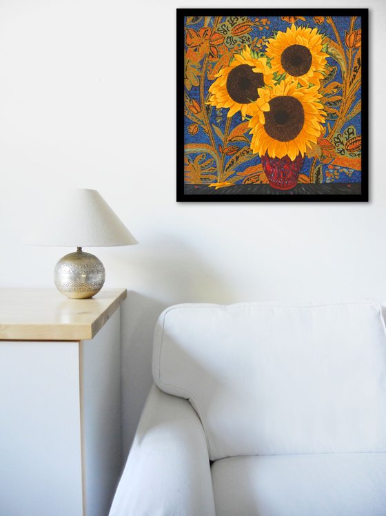 Large Three Sunflowers