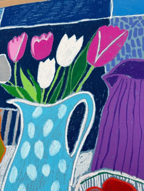 Tulips in Blue Harmony