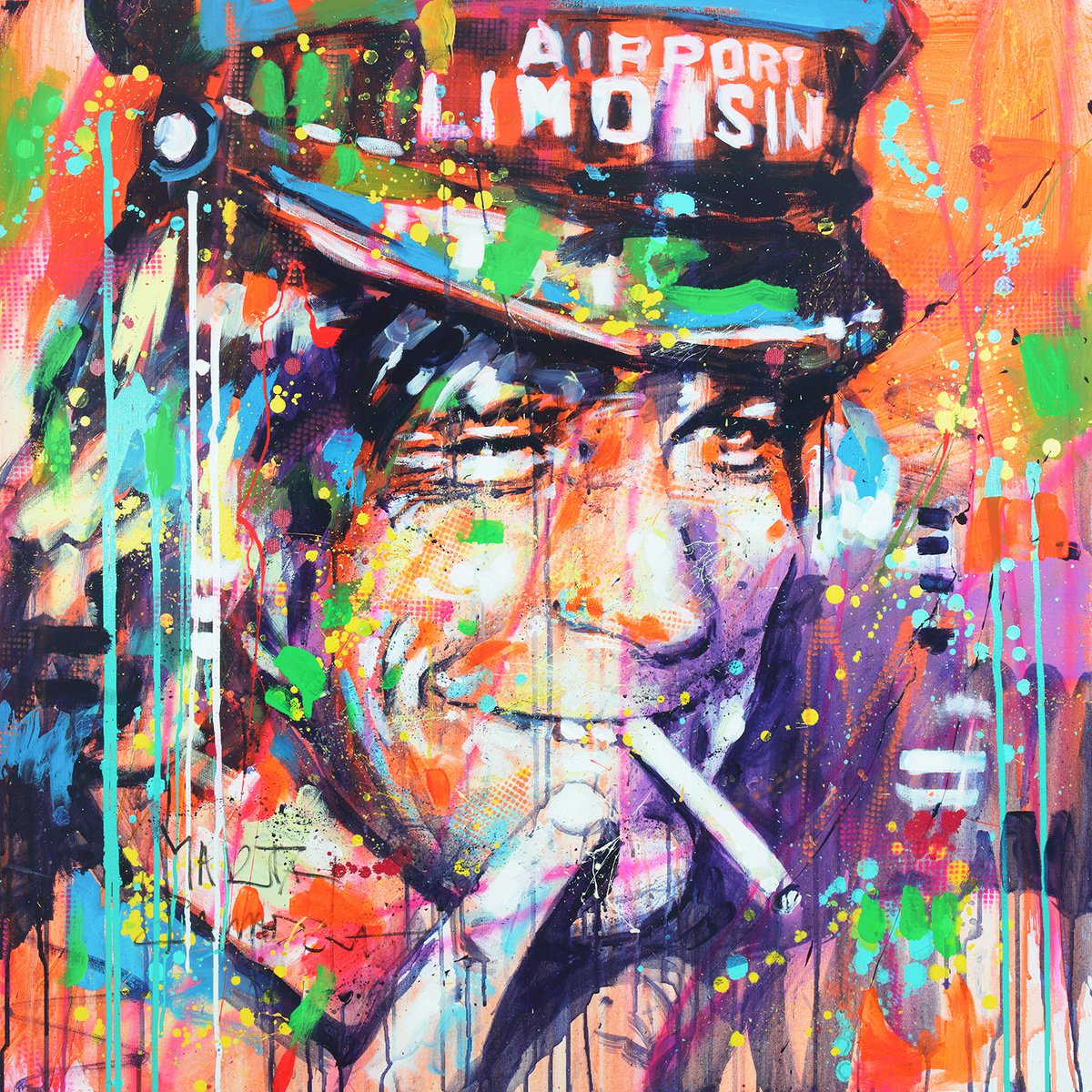 Impressionistic Portrait Acrylic Painting By Marta Zawadzka, 35 X 35", James Hunt, Original Artwork
