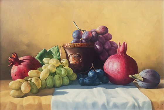 Still life with colorful fruits-2 (40x60cm, oil painting, ready to hang)
