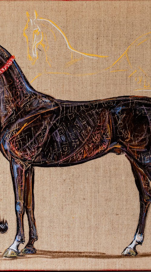Akhal-Teke with borzoi by Fefa Koroleva
