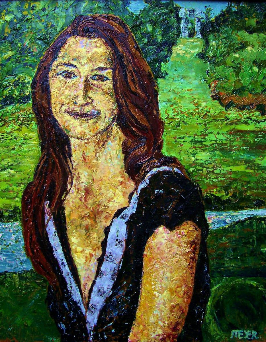 Expressive Portrait Oil Painting By Richard Meyer, 26 X 31", Saturday Girl, Kate Weinberg, Original Artwork