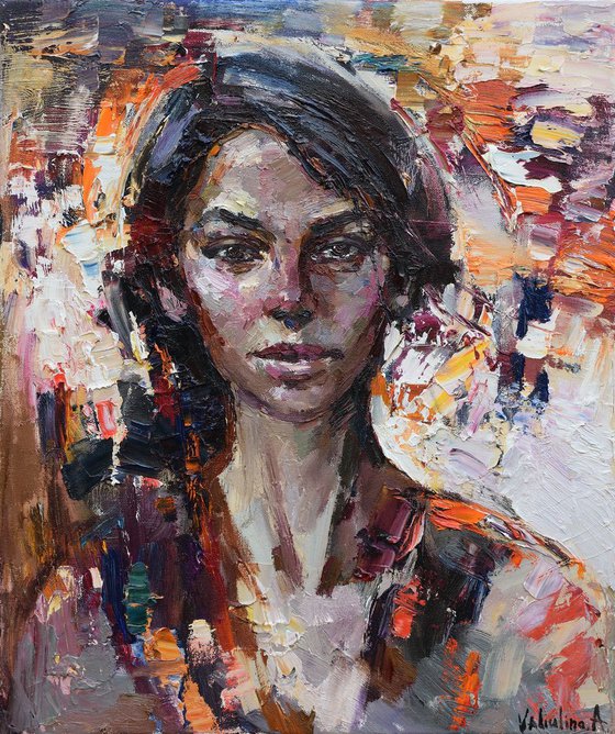 Abstract girl portrait painting #14 - Original oil painting