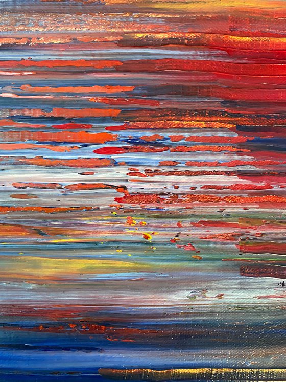 "If You Cut Me I Bleed" - Original PMS Abstract Oil Painting On Canvas - 36" x 12"