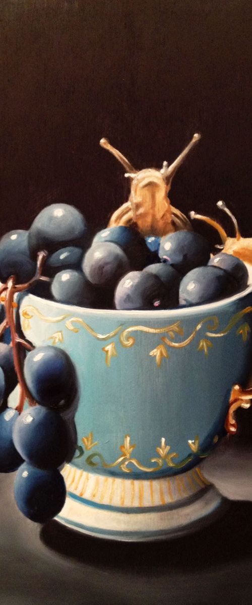 The party- original  oil painting-. 20 x 30 cm ( 8' x 12') by Valentina Toma' aka Zoe Chigi