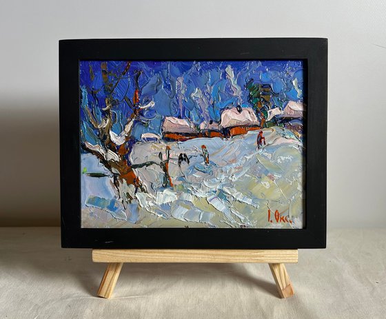 Snowy streets of the village
