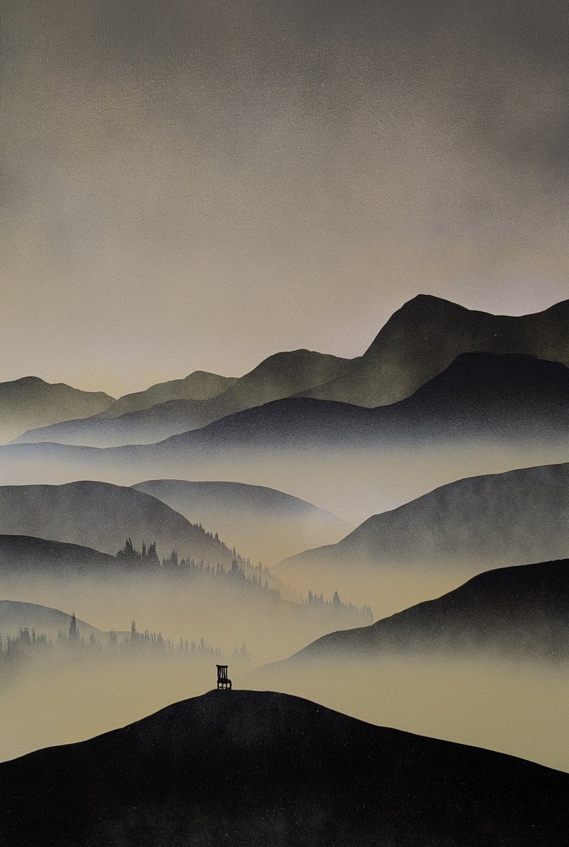 Surrealistic Landscape Acrylic Painting By Robert Owen Bloomfield, 16 X 24", The Watcher