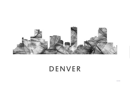 Denver Colorado Skyline WB BW by Marlene Watson
