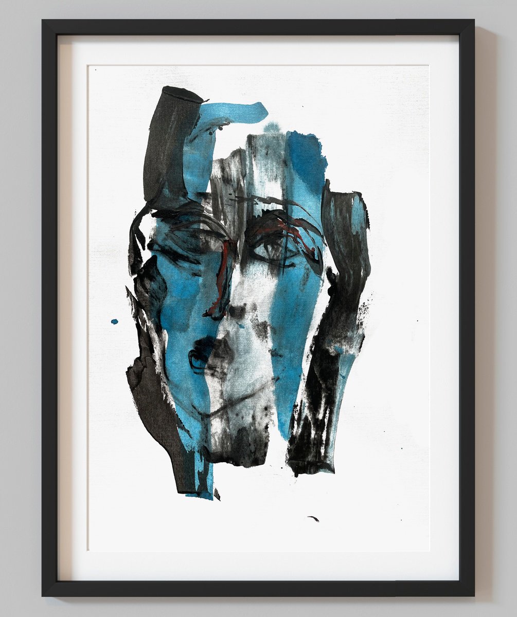 Expressive Portrait Acrylic Painting By Evgenia Makarova, 12 X 17, Abstract Woman Portrait, Original Artwork