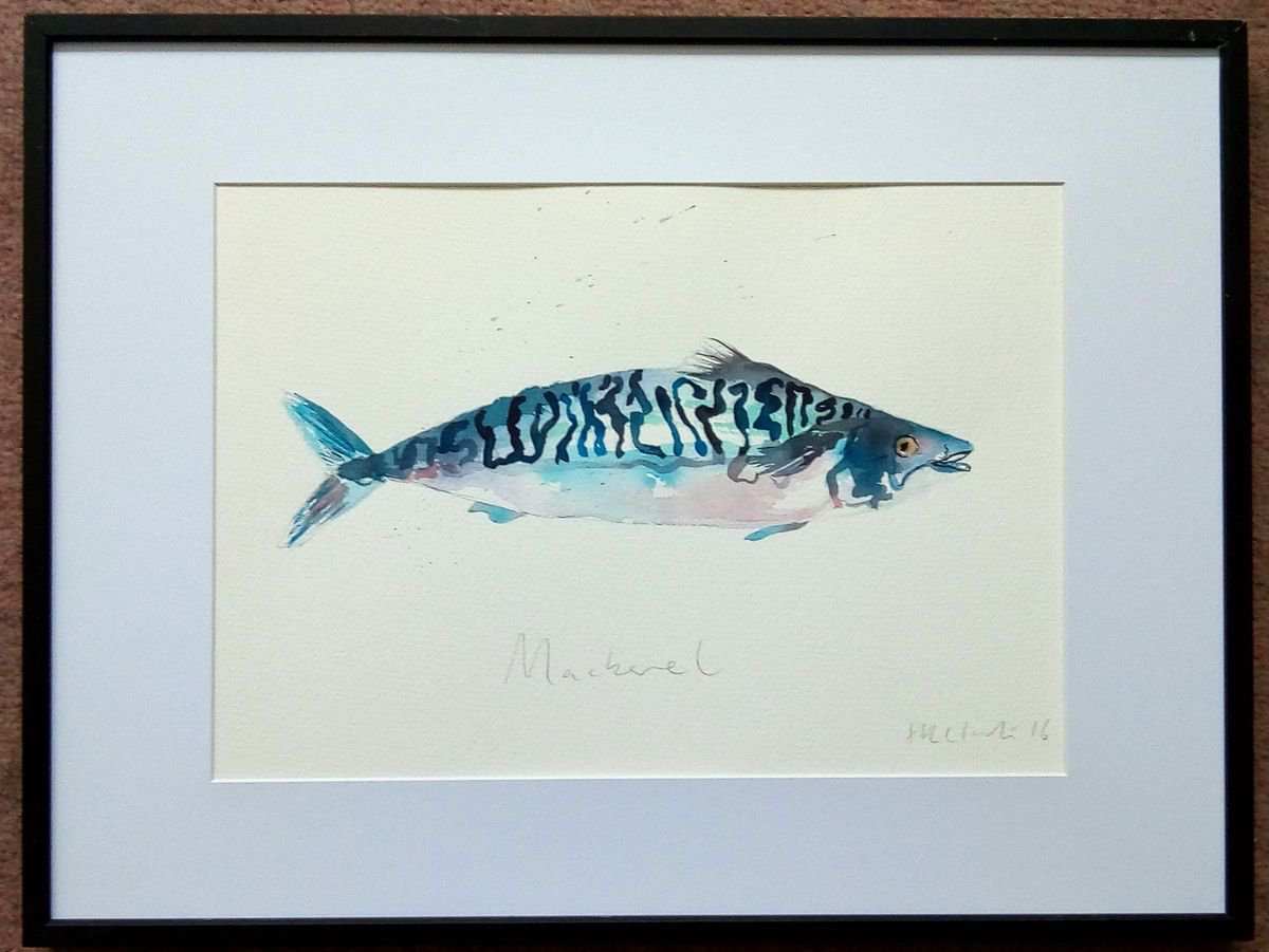 Original Mackerel Watercolor Painting by Hannah Clark