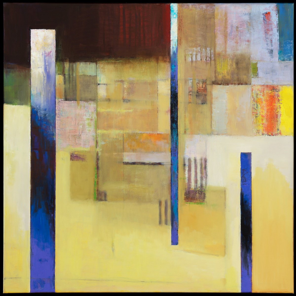 Abstract Oil Painting By Bo Kravchenko, 37 X 37, Linear Abstract #1, Original Artwork