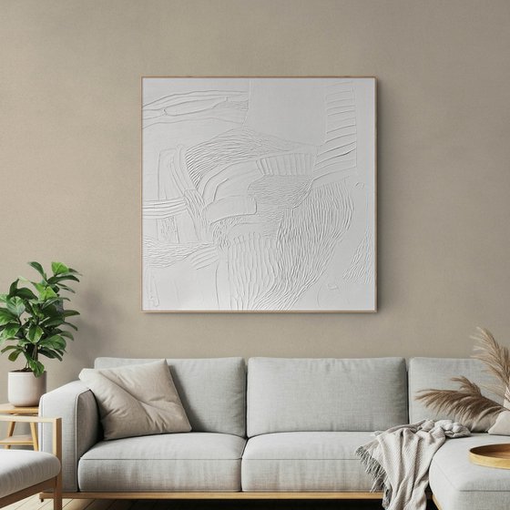 "Nulla 3" Abstract white high textured art
