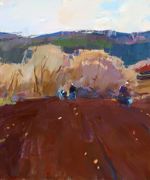 Potato planting in the village by Aleksandr  Kryushyn