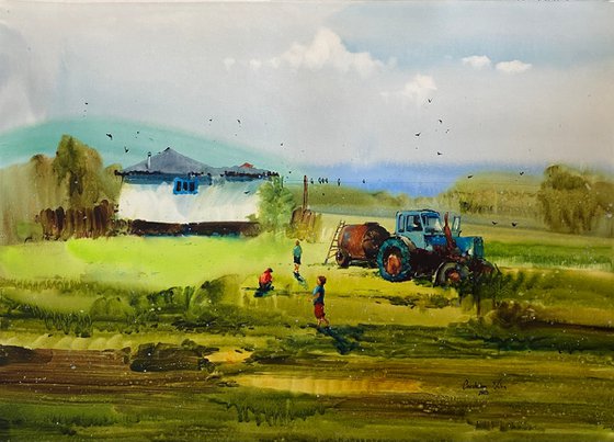 Sold Watercolor “Childhood games ", perfect gift