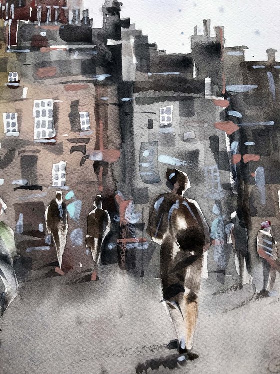 Edinburgh. One of a kind, original painting, handmad work, gift, watercolour art.