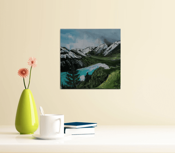 Fjords, Norway, original landscape oil painting, small gift idea, wall art
