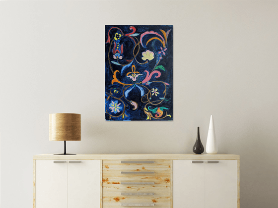 Heavenly - whimsical abstract painting on paper - home decor - interior design - abstract art