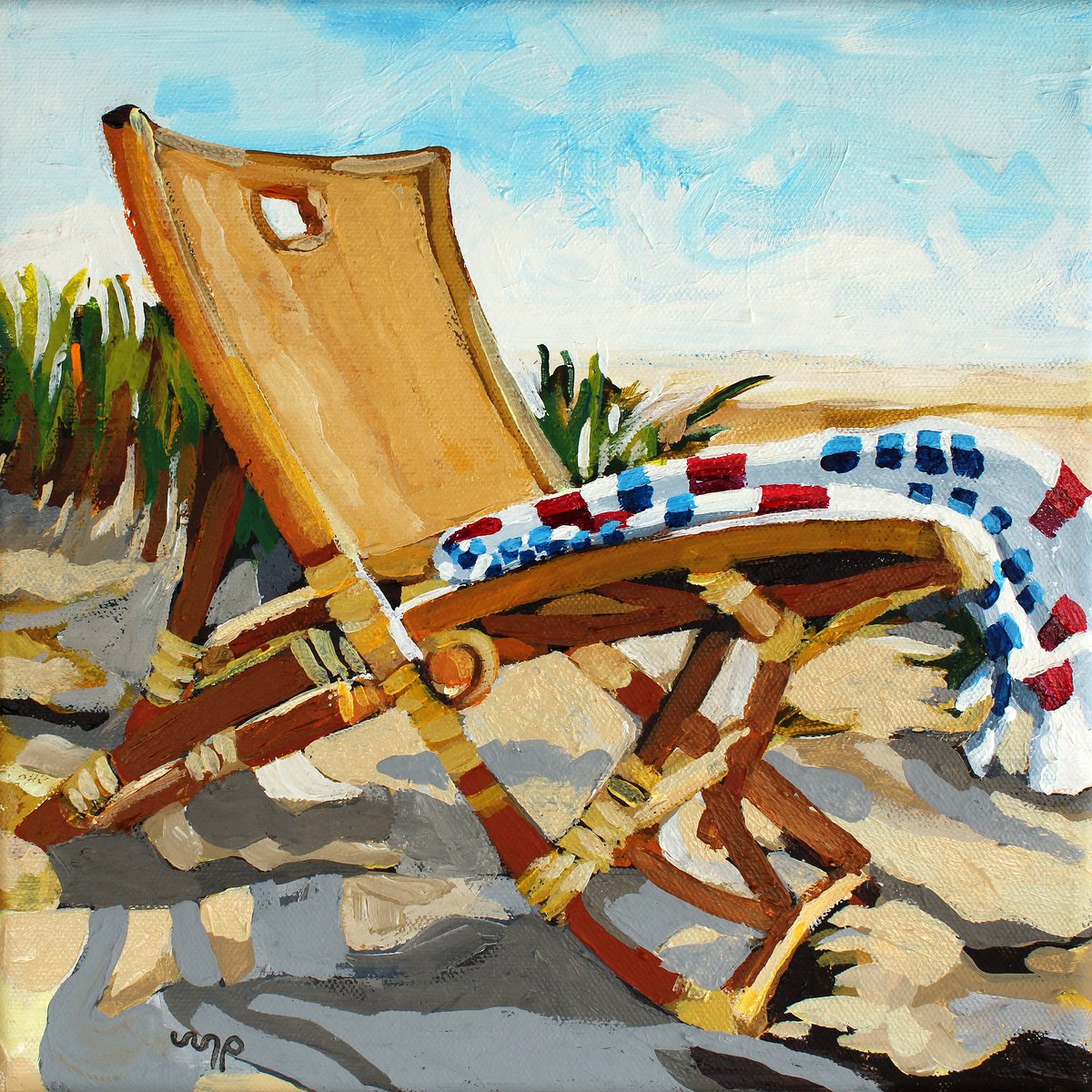 Impressionistic Landscape Acrylic Painting By Melinda Patrick, 10 X 10", Sand And Shadows, Original Artwork