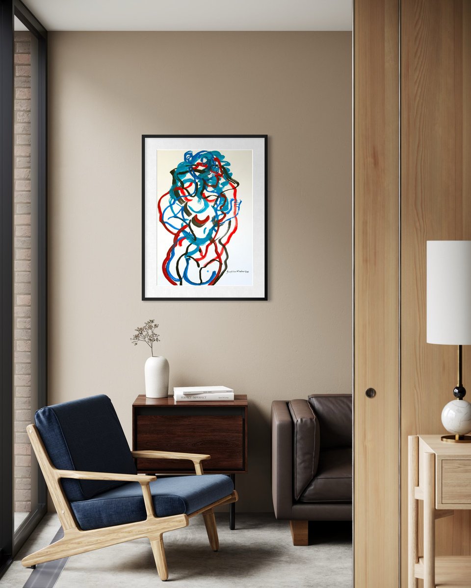 Organic Abstract Acrylic Painting By Josephine Window, 23 X 33", Curvaceousness 3, Original Artwork