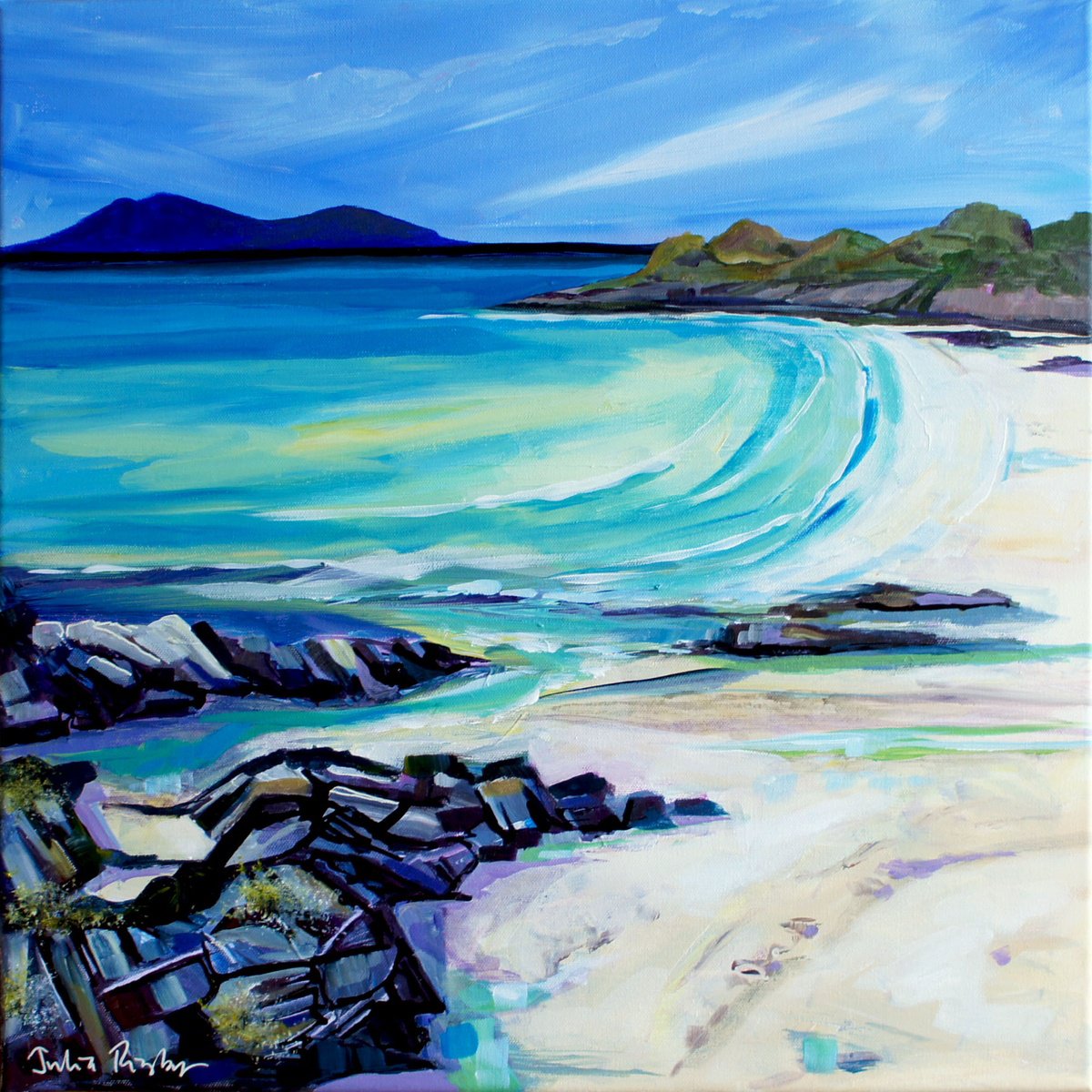  Smirisary Beach, Scotland By Julia Rigby, 20 X 20, Artwork For Sale On Artfinder