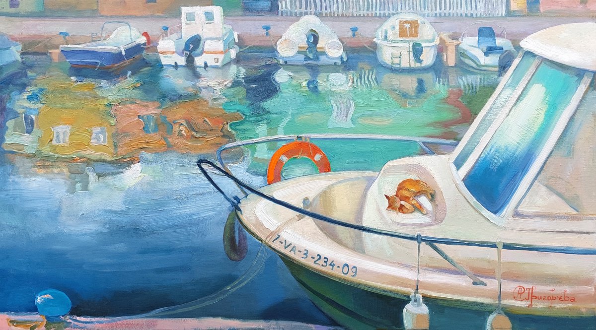 Impressionistic Landscape Oil Painting By Anastasiia Grygorieva, 36 X 20, Siesta, Original Artwork