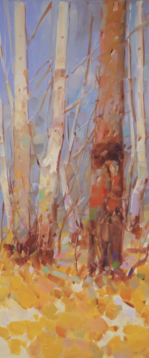 Landscape Birches Original oil painting One of a kind Signed with Certificate of Authenticity by Vahe Yeremyan
