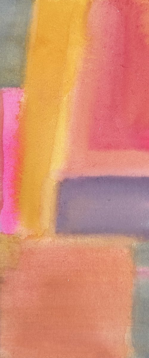 Abstract Rectangles - Pink Yellow and Blue by Catherine Winget